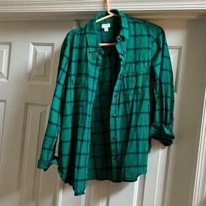 J. Crew Teal and Navy Plaid Shirt
